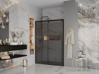 Дверь в нишу Ambassador Intense 110022204IBB (150х200) черный,стекло тонированное,раздвижная,1 место — фото 2, Душевые двери в нишу