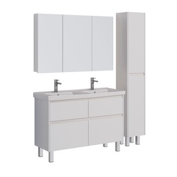 Шкаф зеркальный Lemark UNIVERSAL 120х80 см 3-х дверный, цвет корпуса: Белый глянец LM120ZS-U — фото 3, Зеркальные шкафы в ванную