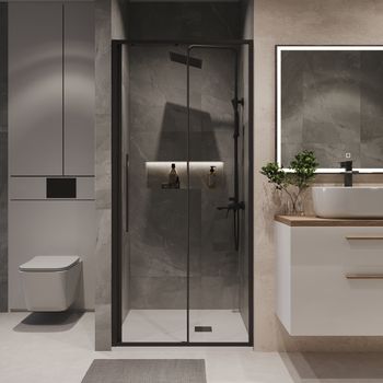 Товар: Дверь в нишу Niagara Nova NG-84-10AB (100х195) черный матовый,стекло прозрачное,дверь раздвижная,1 место - фото 4 Дверь в нишу Niagara Nova NG-84-10AB (100х195) черный матовый,стекло прозрачное,дверь раздвижная,1 место — фото 4, Душевые двери в нишу