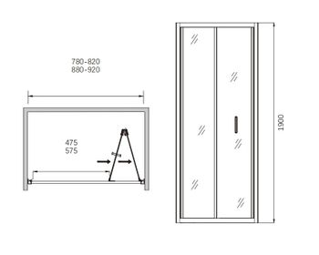 Душевая дверь сдвижная CL935B-90 — фото 1, Складные душевые двери