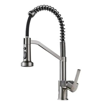 Смеситель для кухни с гибким изливом и режимом душ Haiba HB73826-3, оружейная сталь — фото 1, Смесители для кухни