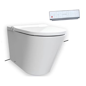 Унитаз HATRIA H-SMART Y9D401 напольный приставной безободковый с крышкой-биде цвет белый — фото 1, Напольные унитазы