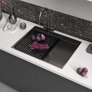 Кухонная мойка Reflexion Iseo RX2265BL оружейная сталь — фото 450, Кухонные мойки