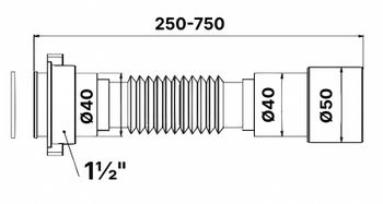 Гофра Bettoserb для раковины/мойки 1 1/2" - 40/50мм 125380 — фото 1, Гофры и отводы