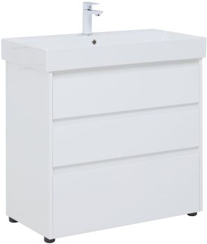 Тумба под раковину Aquanet Nova Lite 85 белый глянец (3 ящика) 00302475 — фото 1, Тумбы под раковину