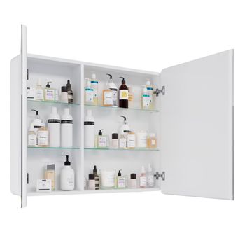 Шкаф зеркальный Lemark ELEMENT 100х80 см 2-х дверный, с подсветкой, с розеткой, цвет корпуса: Белый LM100ZS-E — фото 3, Зеркальные шкафы в ванную