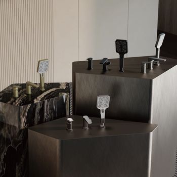 Смеситель на борт ванны BELZ B66715-3, оружейная сталь — фото 1, Смесители на борт ванны