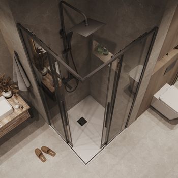 1/2 душевого ограждения Grossman Galaxy 1/2.K33.01.10.21.10 (100х195) черный матовый,стекло тонированное, 1 место — фото 5, Душевые кабины и ограждения