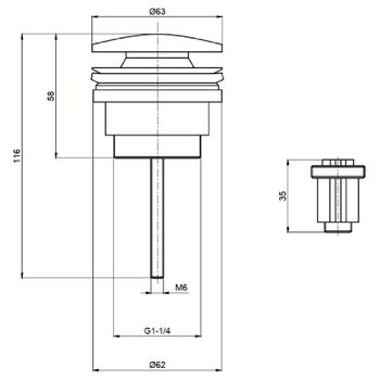 AQM7003BC Донный клапан, медь шлифованная — фото 2, Донные клапаны
