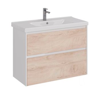 Тумба Lemark COMBI 100 см под 1 раковину, подвесная/напольная, 2 ящика, цвет фасада: Дуб кантри, цве LM03C100T-dub — фото 6, Тумбы под раковину