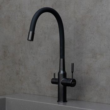 Expert Смеситель для кухни, с гибким изливом, с подключением к фильтру питьевой воды, черный LM5083BL-Black — фото 2, Смесители для кухни