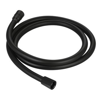 AQM1501MB Шланг душевой, ПВХ, 1000 мм, с латунными коническими гайками и защитой от перекручивания, черный матовый — фото 1, Душевые шланги