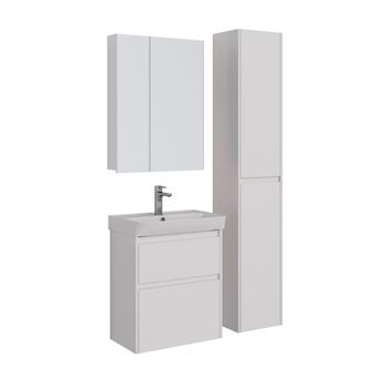 Тумба Lemark COMBI 60 см под 1 раковину, подвесная/напольная, 2 ящика, цвет корпуса, фасада: Белый г LM03C60T — фото 5, Тумбы под раковину