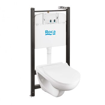 VICTORIA Комплект 3 в 1 (инсталляция+подв. унитаз Rimless+сиденье дюропл. Slim). ROCA 7893105010 — фото 1, Комплекты унитаз + инсталляция