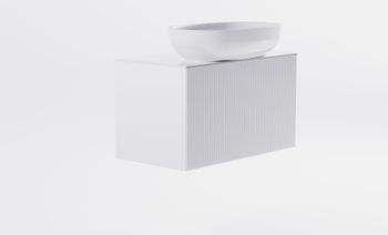 Тумба М-40 Slim 70см 1ящ белый мат./волна, раковина Атрия бел гл., столешница Solid бел гл. 4631177714511 — фото 1, Тумбы с раковиной