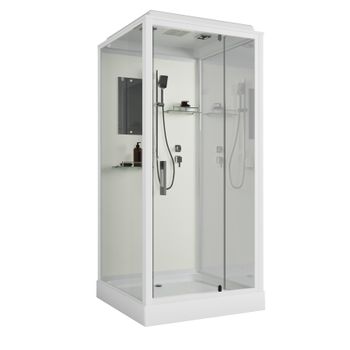 Душевая кабина Niagara Standart ST80/15Q (80х80х215) квадрат,поддон 15см,распашная,проф.белый,3 места — фото 1, Душевые кабины