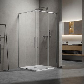 Душевой уголок Slim 8mm VSS-6SL8010CL, 1000*800, хром, стекло прозрачное — фото 2, Душевые уголки
