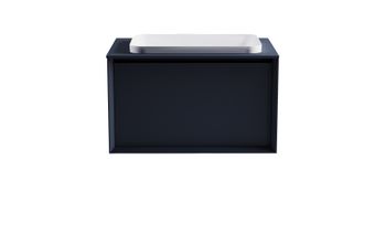 Тумба Фрейм 80см 1ящ RAL7024 мат., раковина Антарес бел гл, столешница Solid в цвете 4631177715280 — фото 1, Тумбы с раковиной