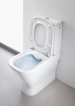 GAP CLEAN RIM Чаша унитаза приставного c безободковым смывом, двойной выпуск, белая. ROCA 734273700H — фото 4, Приставные унитазы