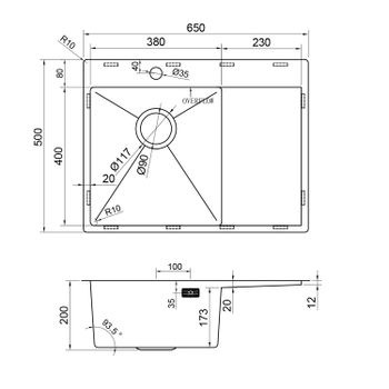 Кухонная мойка Reflexion Iseo RX2265BL оружейная сталь — фото 339, Кухонные мойки