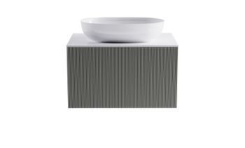 Тумба М-40 80см 1ящ цв NCS S 3502-y мат./волна, раковина Атрия бел гл., столешница Solid бел гл. 4631177713545 — фото 1, Тумбы с раковиной