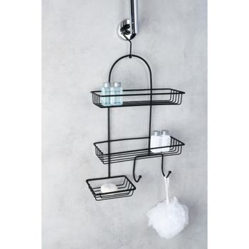 Полка прямоугольная двухэтажная с мыльницей черная Fixsen FX-970B — фото 3, Полки для ванной и душа