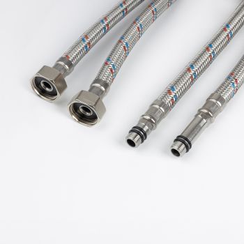 Гибкая подводка IDDIS Optima Home F1/2xM10S, F1/2xM10L, SS304, латунь, 1,0 м, комплект 2 шт (926CBS10ZP) — фото 2, Комплектующие для туалета