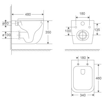 AQM2016PRO Унитаз подвесной сиденье SoftClose, технология смыва Invisible, скрыт крепеж. 480х340х350 — фото 2, Подвесные унитазы