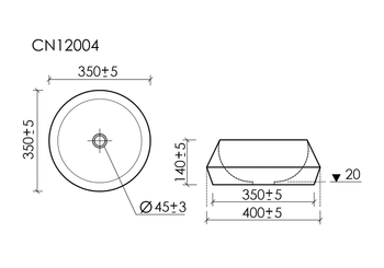 Раковина CERAMICANOVA Maya накладная круглая 400x400x140 белый CN12004 — фото 8, Раковины накладные