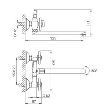 Смеситель для ванны Splenka S80.22, хром — фото 2, Смеситель для ванны