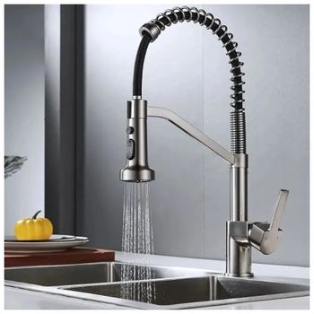 Смеситель для кухни с гибким изливом и режимом душ Haiba HB73826-3, оружейная сталь — фото 3, Смесители для кухни
