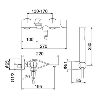 Смеситель для ванны Webert One-B NB850101741, белый/сталь — фото 2, Смеситель для ванны