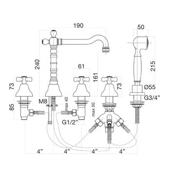 Смеситель на борт ванны Fiore MARGOT 26OO0607, золото — фото 2, Смесители на борт ванны