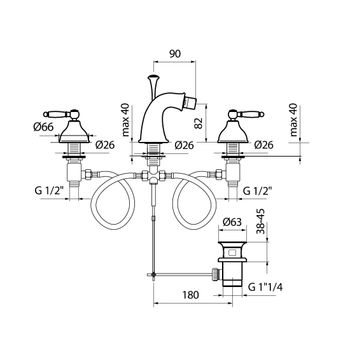 Смеситель для биде Webert Dorian DO710202010, золото — фото 2, Смесители для биде