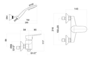 Смеситель для душа Fiore KEVON CHIC 81MX6510, хром/коричневый — фото 2, Смеситель для душа