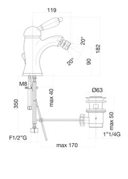 Смеситель для биде Fiore IMPERIAL 83OO5321, золото — фото 2, Смесители для биде