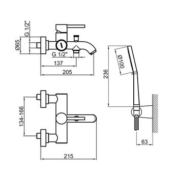 Смеситель для ванны Webert Elio EL850101345, никель — фото 2, Смеситель для ванны