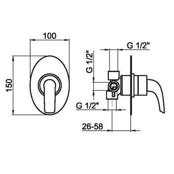 Смеситель для душа встраиваемый Webert Aria AC0680844, белый/хром — фото 2, Смеситель для душа