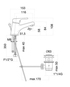 Смеситель для раковины Fiore MISTRAL 42CR2710, хром — фото 2, Смесители для раковины