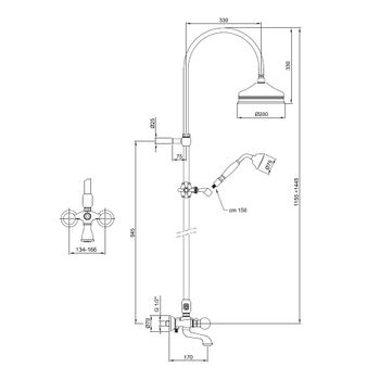 Душевая система Webert Karenina KA721208017, хром/золото — фото 2, Душевые системы