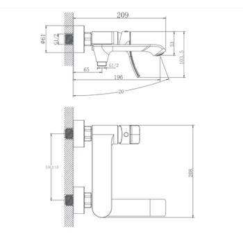 Смеситель для ванны Haiba HB60553, хром — фото 2, Смеситель для ванны