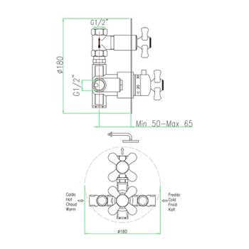 Смеситель для душа встраиваемый с термостатом Webert Armony AM970901017, хром/золото — фото 2, Смеситель для душа