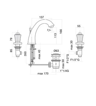 Смеситель для раковины Fiore VENERE SKY (SWAROVSKI®) 13CO0628, хром/золото — фото 2, Смесители для раковины