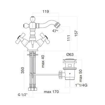 Товар: Смеситель для биде Webert Armony AM710402065, бронза - фото 2 Смеситель для биде Webert Armony AM710402065, бронза — фото 2, Смесители для биде