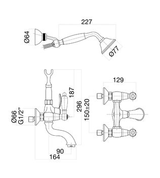 Смеситель для ванны Fiore COLONIALE SKY (SWAROVSKI®) 03ZZ0601, бронза — фото 2, Смеситель для ванны