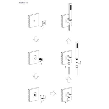 AQM8712GM Savona комплект: выход из стены, лейка латунь, шланг 1500мм, металл — фото 2, Душевые гарнитуры