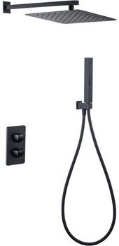 Душевая система Allen Brau Infinity 5.21016-31 с термостатом Черная матовая — фото 1, Встраиваемые душевые комплекты