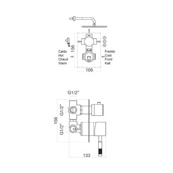 Смеситель для душа встраиваемый Webert Rimini RI880601015, хром — фото 2, Смеситель для душа