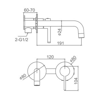 Смеситель для раковины встраиваемый Splenka S221.11.09, графит — фото 2, Смесители для раковины