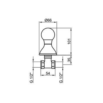 Запорный вентиль Webert Karenina KA690101017, хром/золото — фото 2, Смеситель для душа